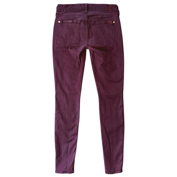 7 For All Mankind Low-Rise Burgundy Skinny Jeans Women's 27X30 - Picture 5 of 7
